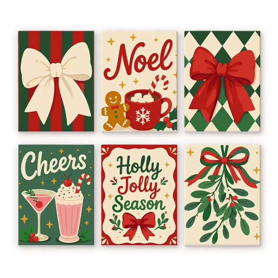 Figured'Art Mini Gezellige kerstsfeer schilderen op nummer 15x20 6 stuks