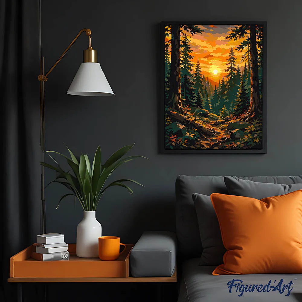 Figured'Art Gouden dennenbos schilderen op nummer 40x50cm