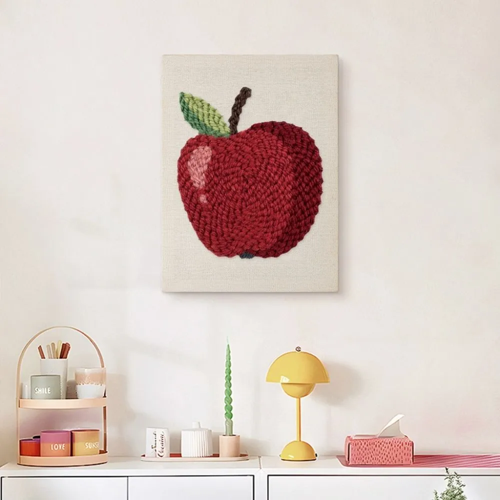 Figured'Art Rode Appel punch needle pakket met frame katoen
