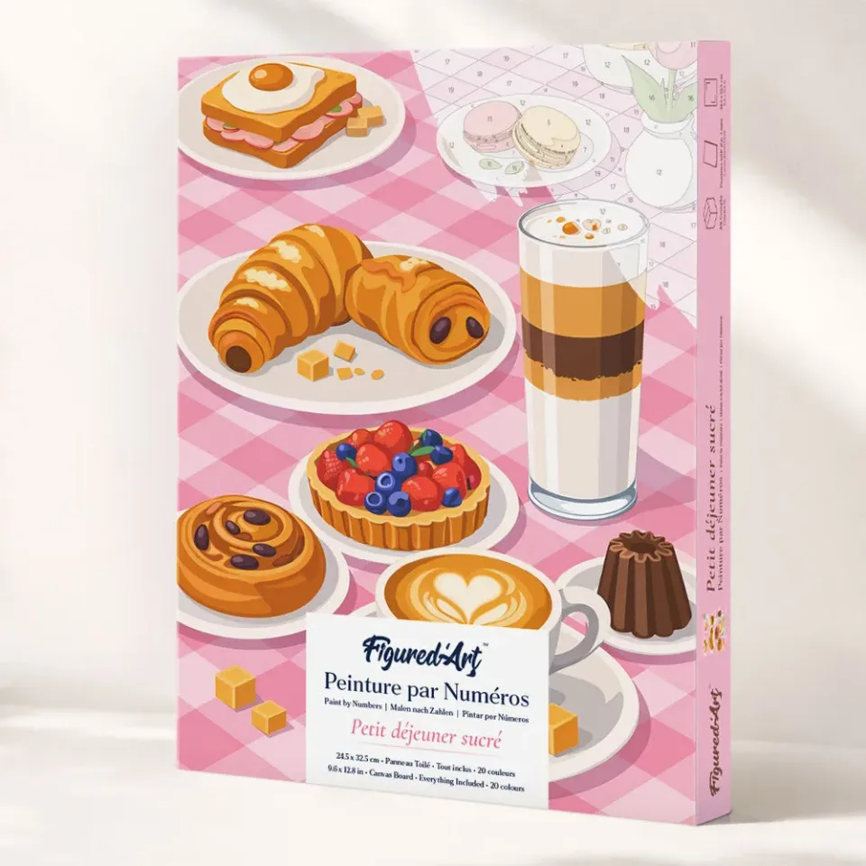 Figured'Art Zoet Ontbijt cadeauset schilderen op nummer 24,5x32,5 cm