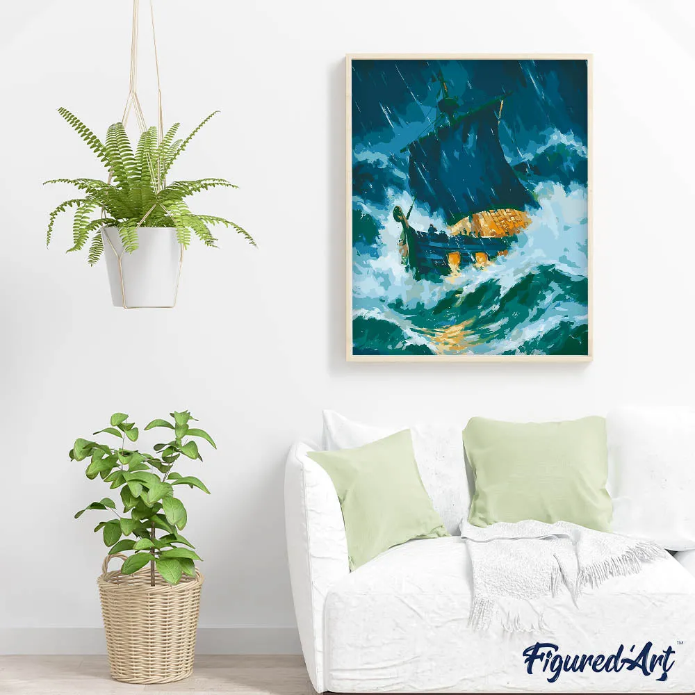 Figured'Art Odyssee naar Ithaka schilderen op nummer 40x50 cm zee