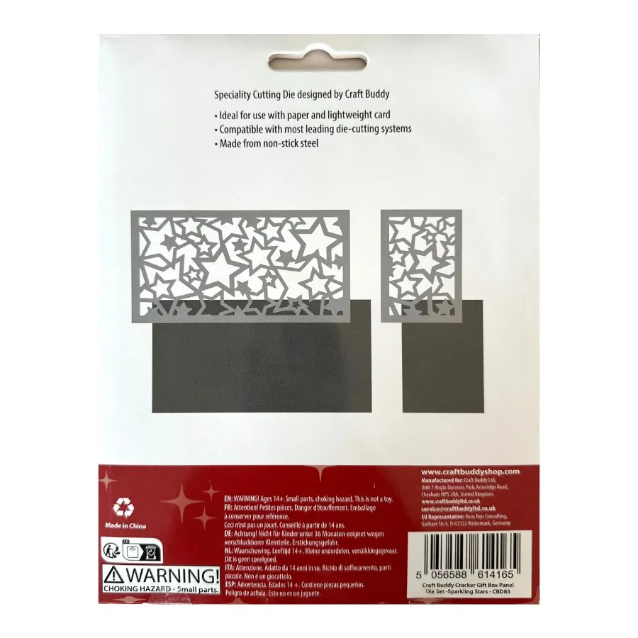 Craft Buddy Sparkling Stars Cracker Gift Box snijmallen 4 stuks sterren