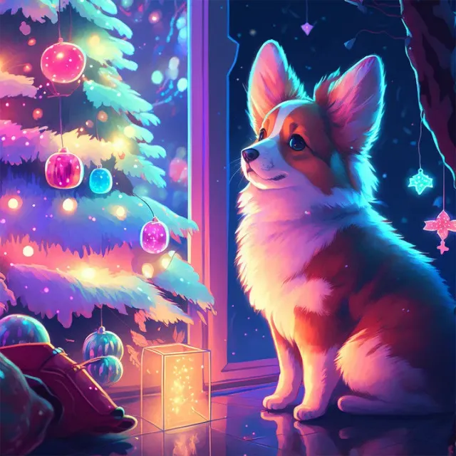 ARTDOT Corgi's Kerstverrassing diamond painting Geavanceerde Kit