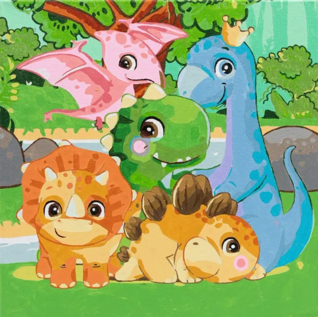 Craft Buddy Paint by Numb3rs Dinosaur Family canvas kit 30x30cm