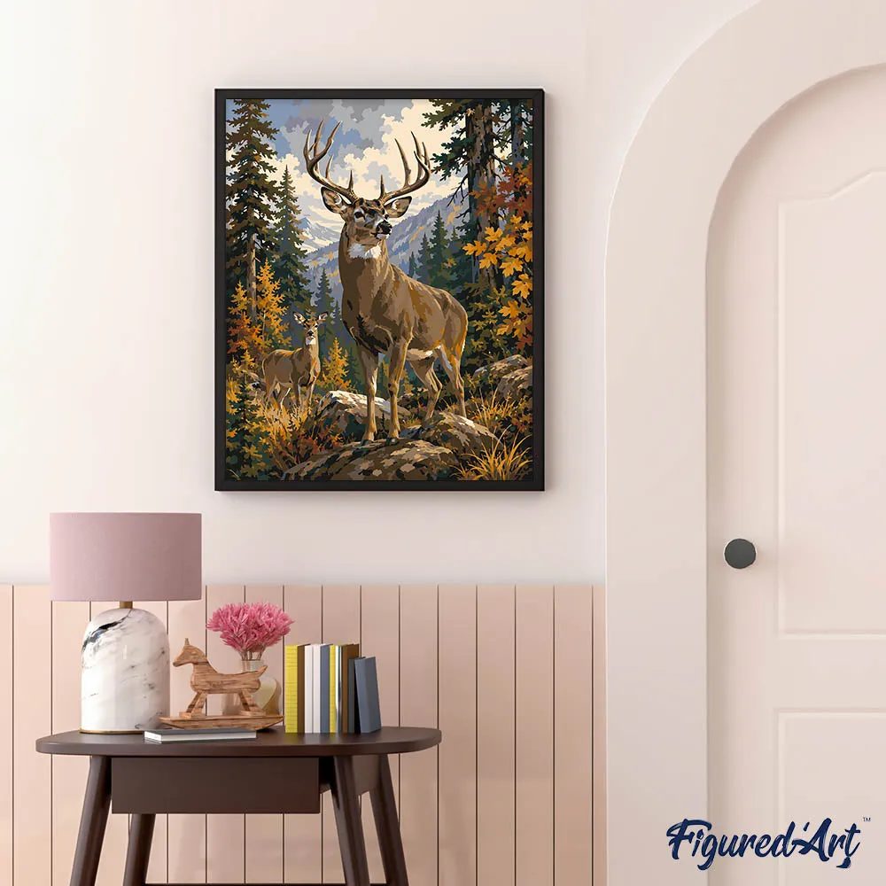 Figured'Art Majestueus Wild Hert schilderen op nummer 40x50 cm herfst