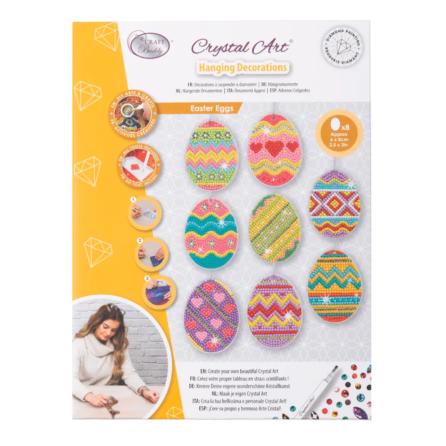 Craft Buddy Crystal Art Easter Eggs hangers set van 8 pasen
