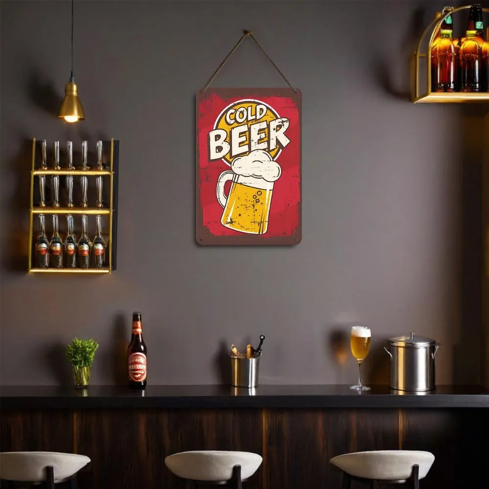 Figured'Art Koude Bierpul metalen poster 30x20 cm met touw