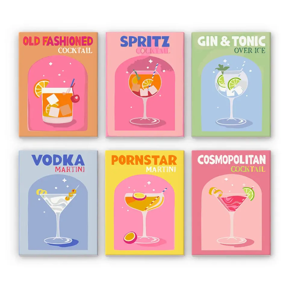 Figured'Art Mixologie Moderne Bar 4 schilderen op nummer 15x20 cm 6 stuks