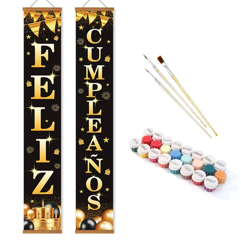 Figured'Art DIY Deur Banners Verjaardagsvlaggenlijn schilderen op nummer 20x120 cm