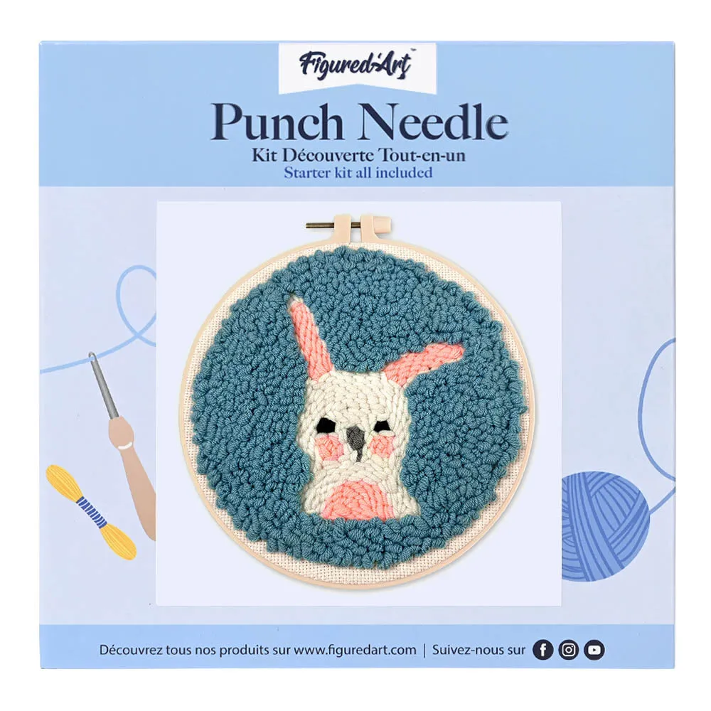 Figured'Art Klein Konijn punch needle pakket 20 cm beginners