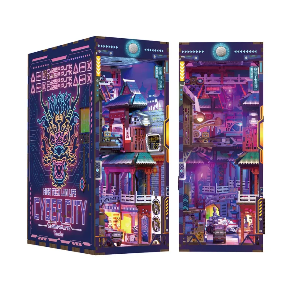 Figured'Art Book Nook Cyberstad bouwpakket met led 24,5 cm