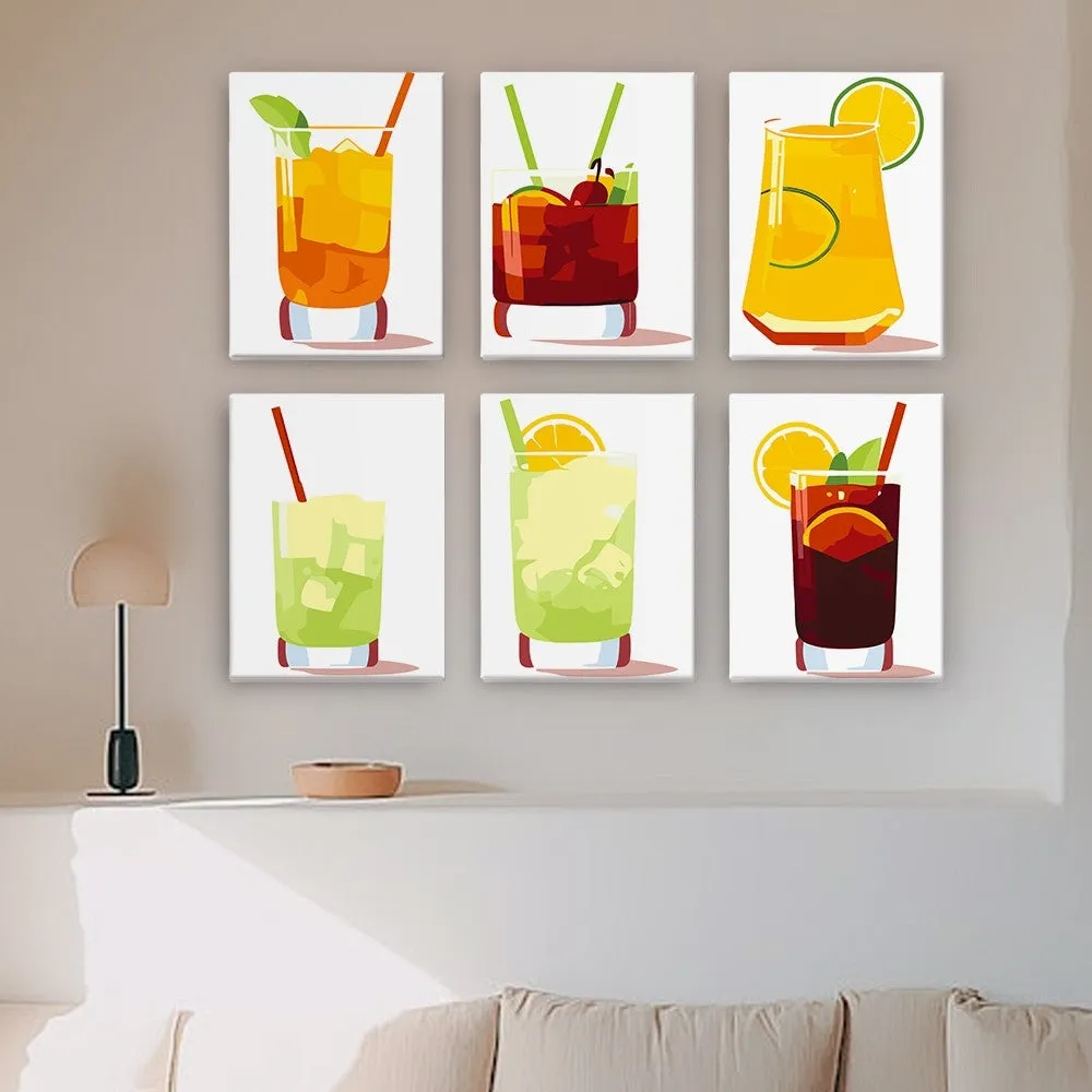 Figured'Art Mini Schilderen op Nummer Levendige Zomercocktails 15x20cm