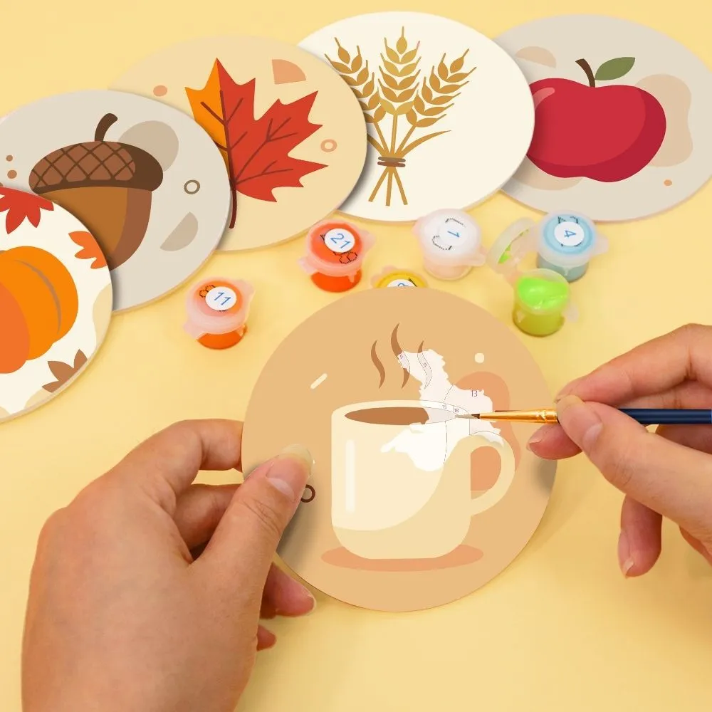 Figured'Art Gezellige herfst onderzetters schilderen op nummer 10 cm