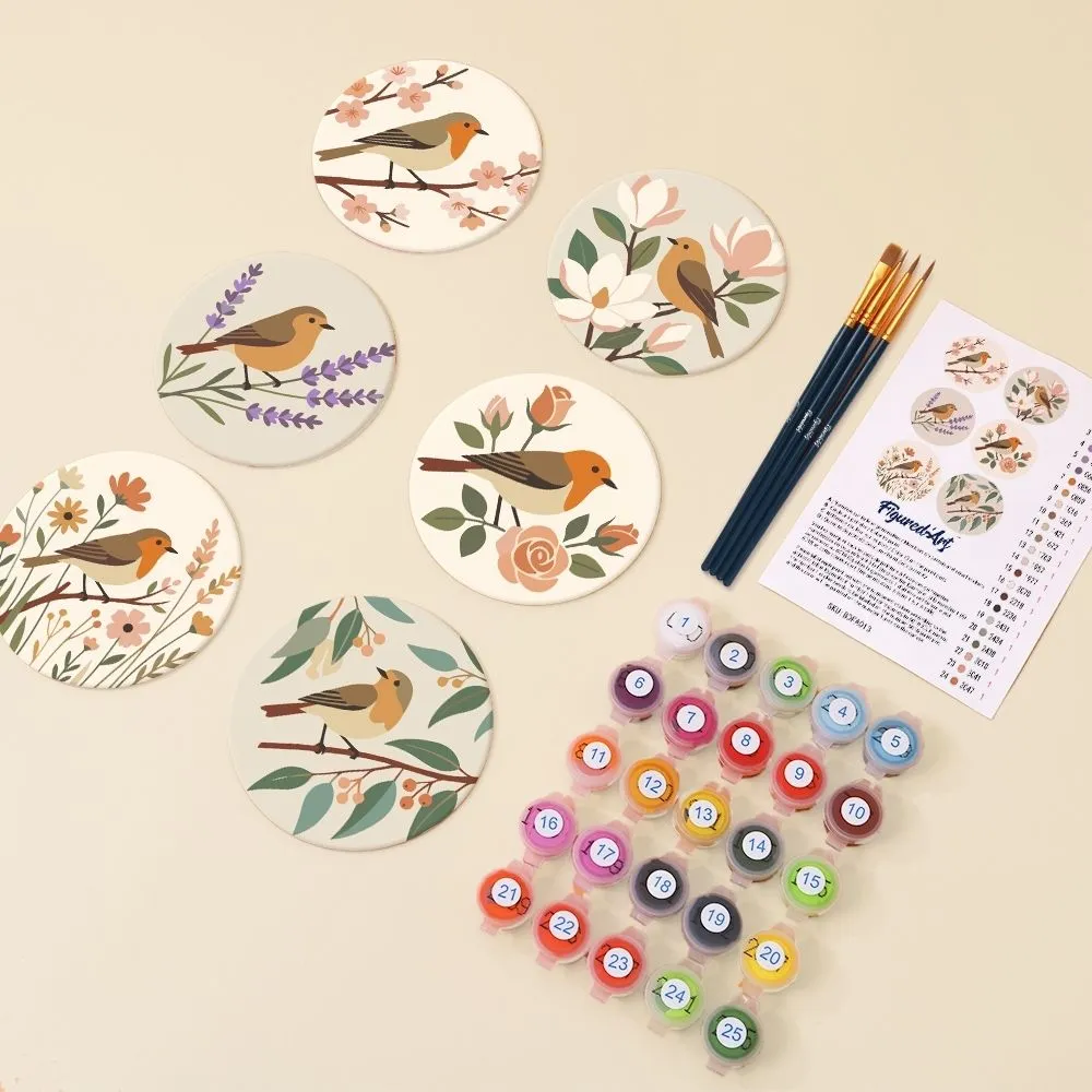Figured'Art Zachte Lente onderzetters 10cm 6 stuks