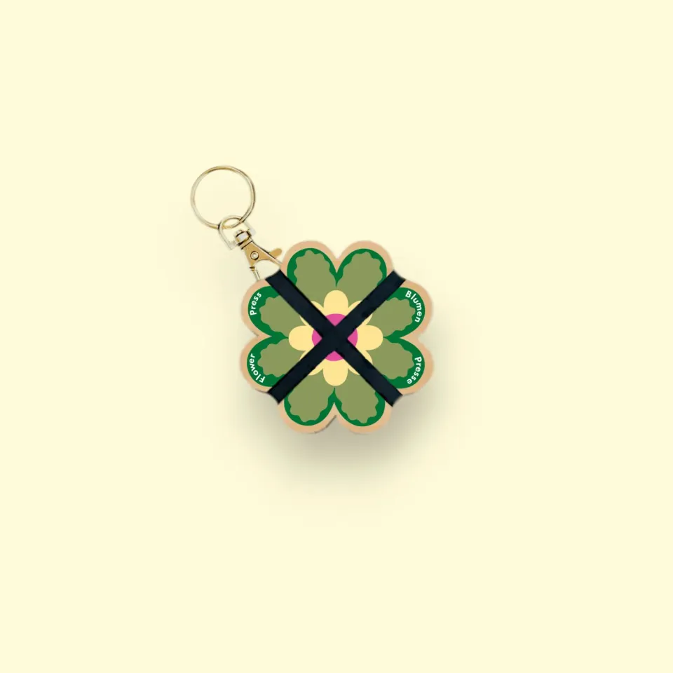 Studio Wald Keyring mini bloemenpers groen 02 7,5 cm