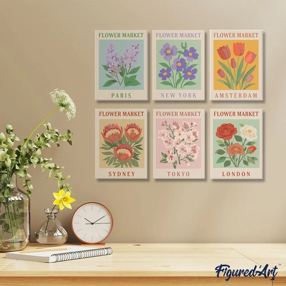 Figured'Art Bloemenmarkt 1 mini schilderen op nummer 15x20cm 6st