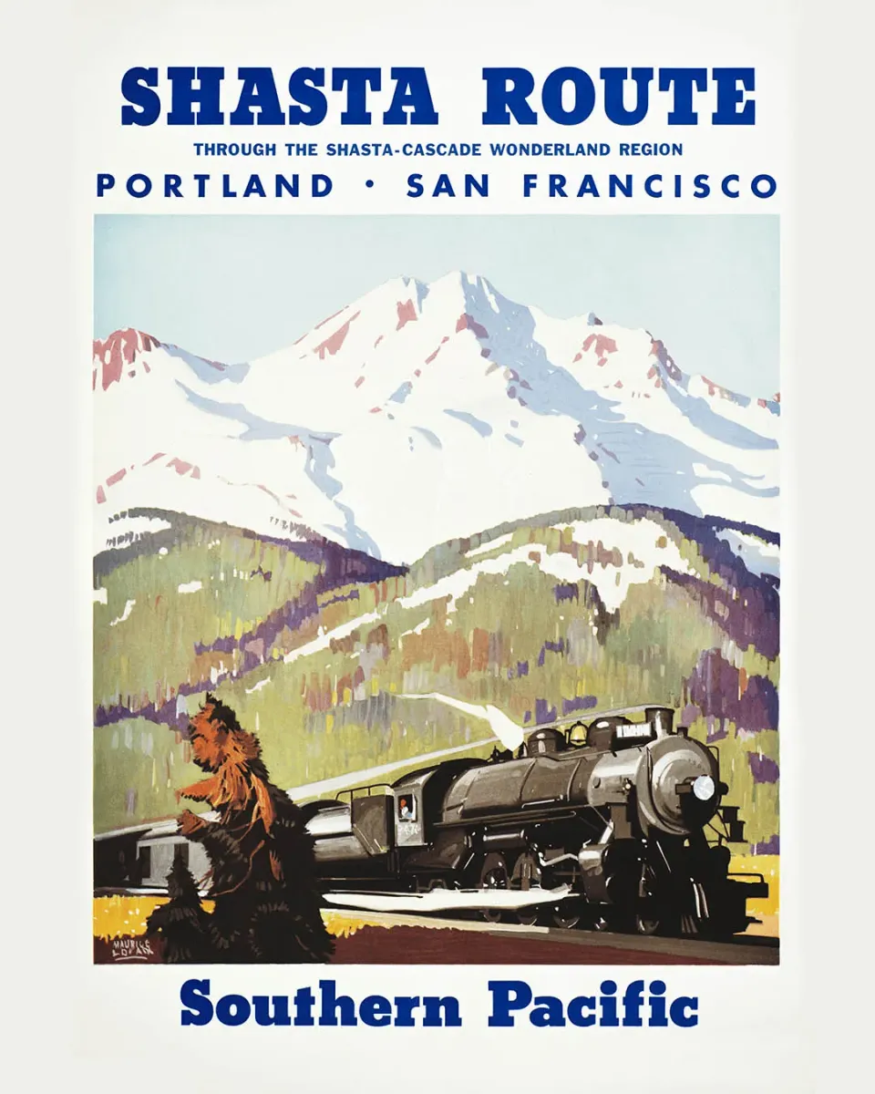 Figured'Art Vintage poster van de Shasta-route schilderen op nummer 40x50cm