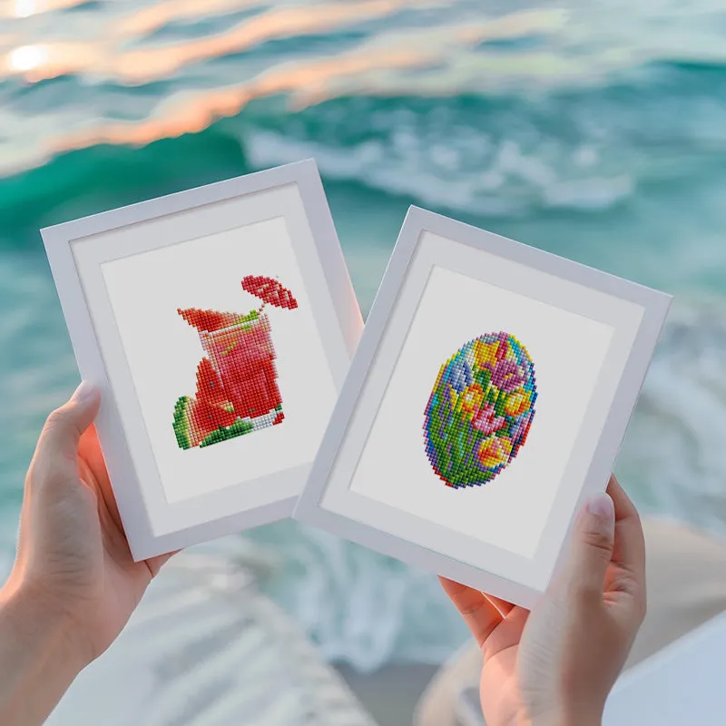 Figured'Art Mini Dranken en Dubbeldekkerbus diamond painting 15x20cm 2 stuks