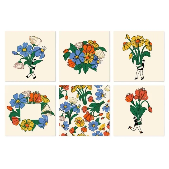Figured'Art Handgeplukte bloemen schilderen op nummer 20x20 6 stuks