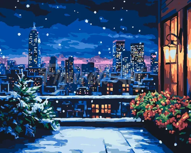 Figured'Art Winterbalkon schilderen op nummer 40x50 cm kerst