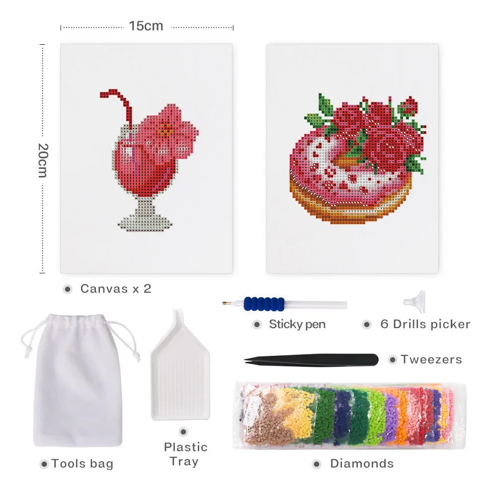 Figured'Art Milkshake en Taart Mini Diamond Painting 15x20cm 2 stuks