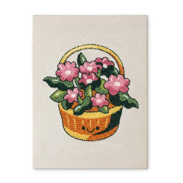 Figured'Art Bloemenmand punch needle pakket 20x30 cm katoen