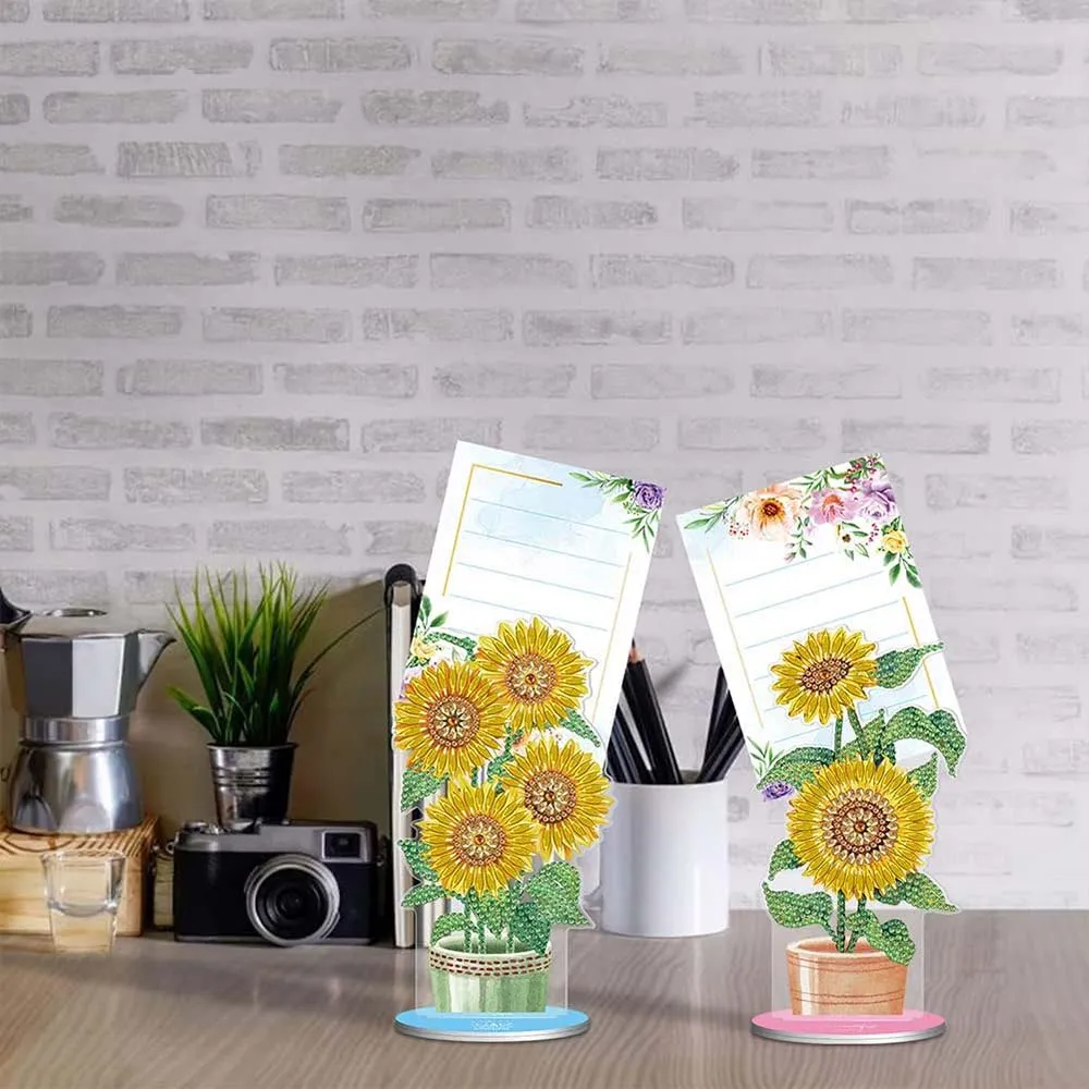 Figured'Art Zonnebloemen notitiehouder diamond painting 2 stuks