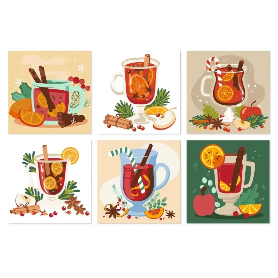 Figured'Art Mini Gekruide winterdrankjes schilderen op nummer 6x 20x20
