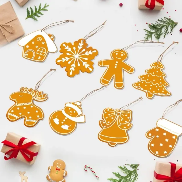 Figured'Art Feestkoekjes kerstornamenten schilderen op nummer 8 stuks hout