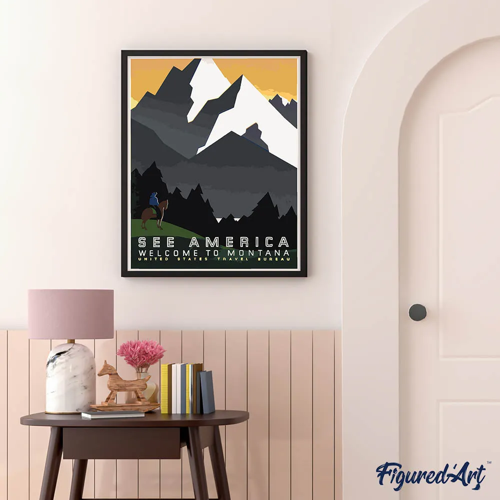 Figured'Art Welkom in Montana schilderen op nummer 40x50cm vintage