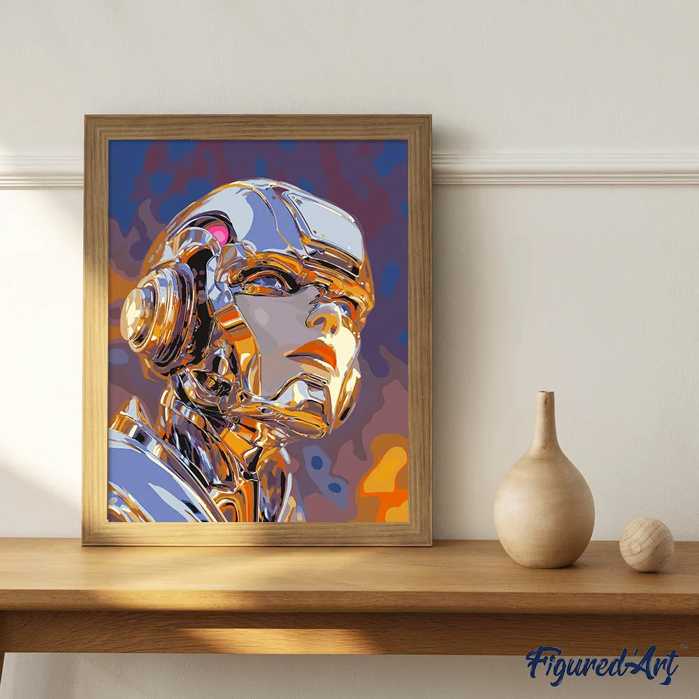 Figured'Art Humanoïde Robot schilderen op nummer 40x50cm sciencefiction