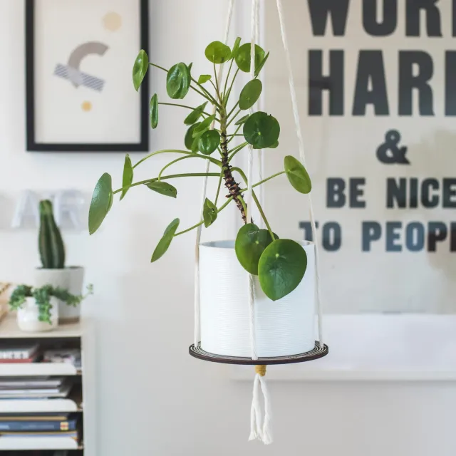 Studio Wald Plant Hanger hout 20 cm macramé 1 m