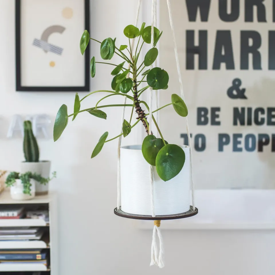 Studio Wald Plant Hanger hout 20 cm macramé 1 m