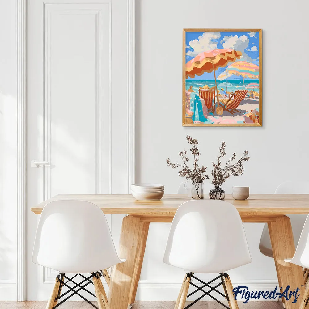 Figured'Art Pastel strand schilderen op nummer zomer 40x50