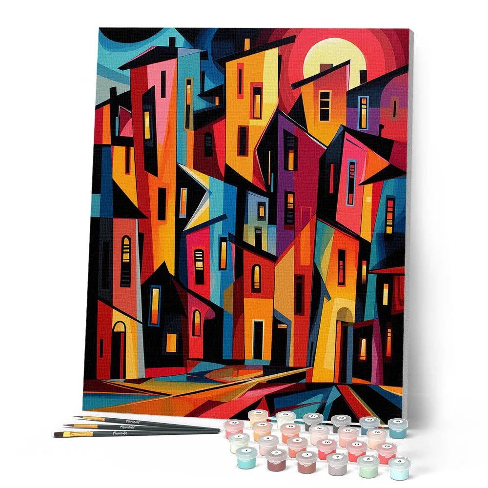 Figured'Art Gedurfd Abstract Gebouwen schilderen op nummer 40x50cm