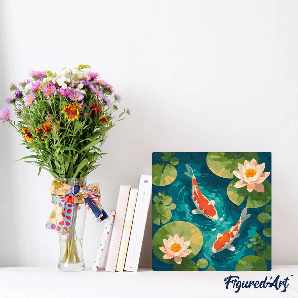 Figured'Art Koivijver schilderen op nummer mini met frame 20x20cm