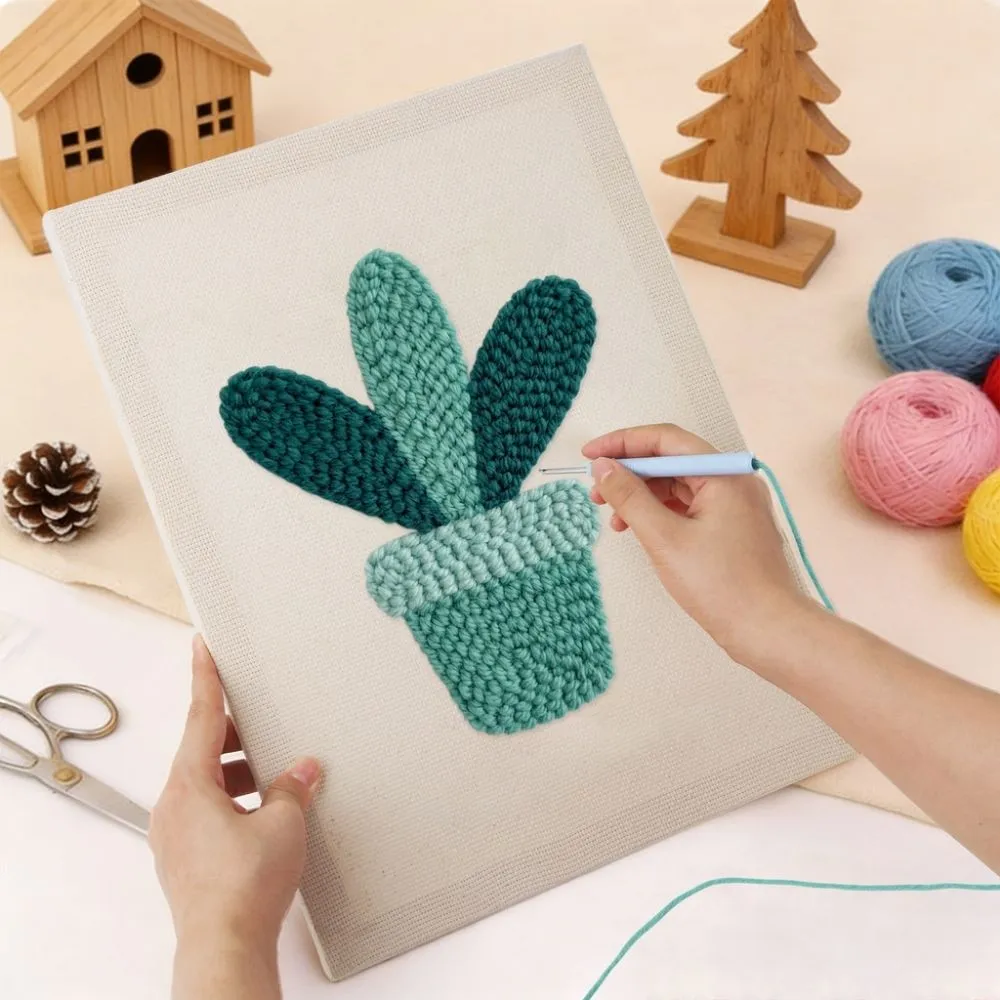Figured'Art Lachende Vetplant punch needle pakket 20x30 cm frame