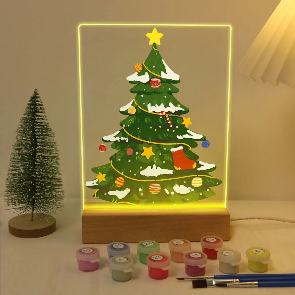 Figured'Art Kerstboom schilderen op nummer 15x20 cm met LED voet