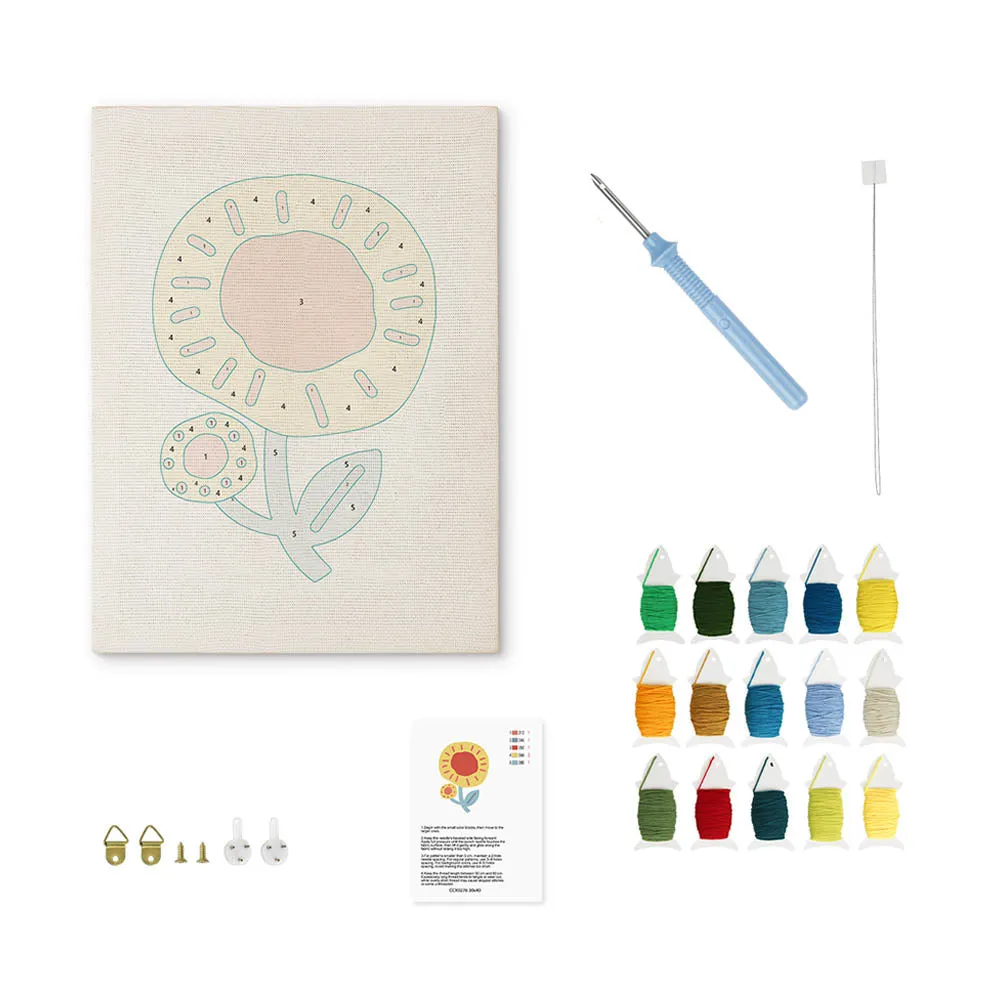 Figured'Art Zonnebloem Punch Needle Pakket 20x30 cm Frame