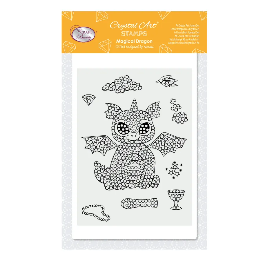 Craft Buddy Crystal Art Magical Dragon stempelset A6 draak