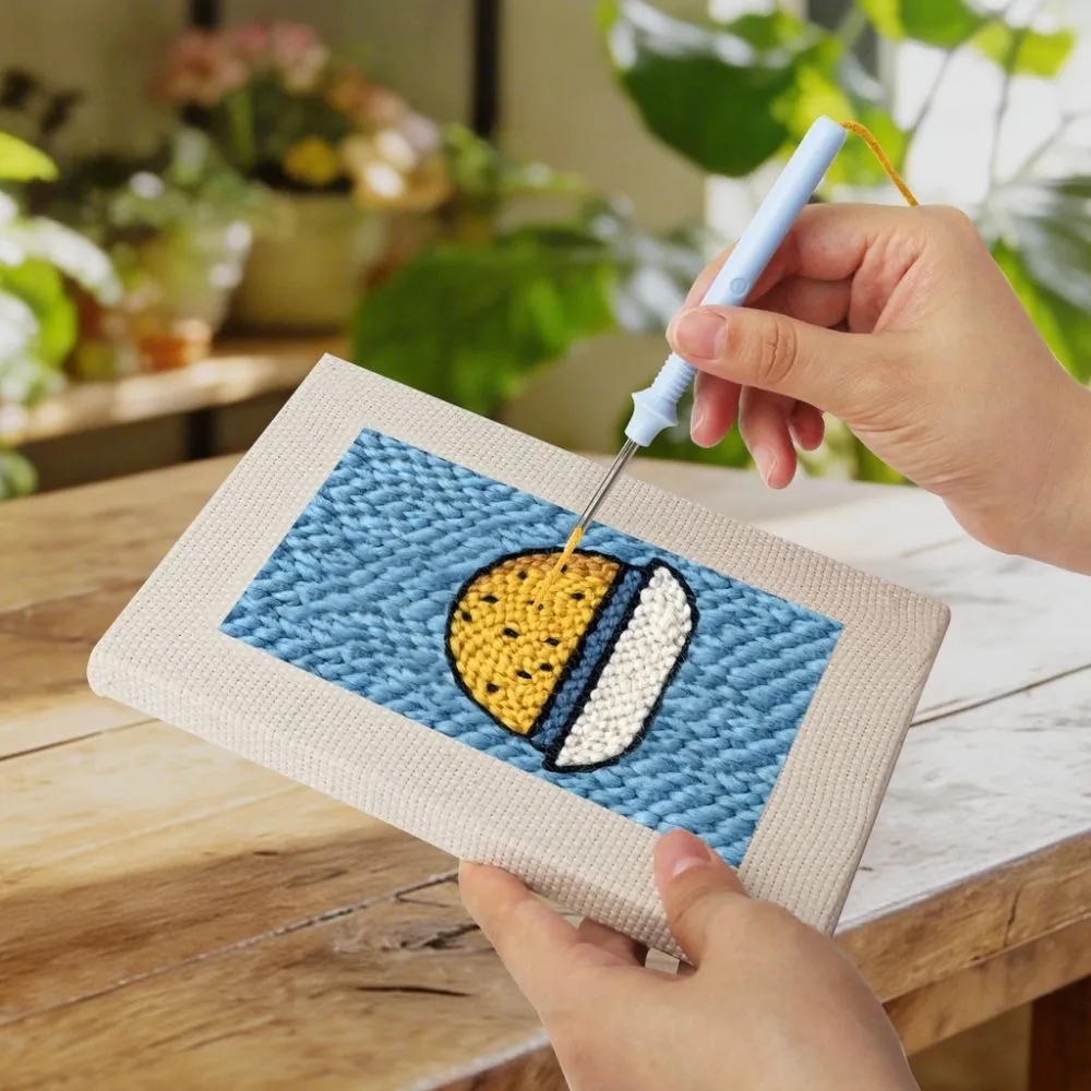Figured'Art Snacktijd 2 punch needle set 4 stuks met frame 20x30