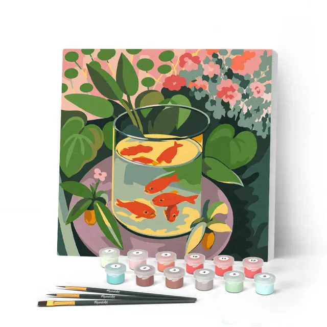 Figured'Art Matisse De goudvissen mini canvas met frame 20x20 cm