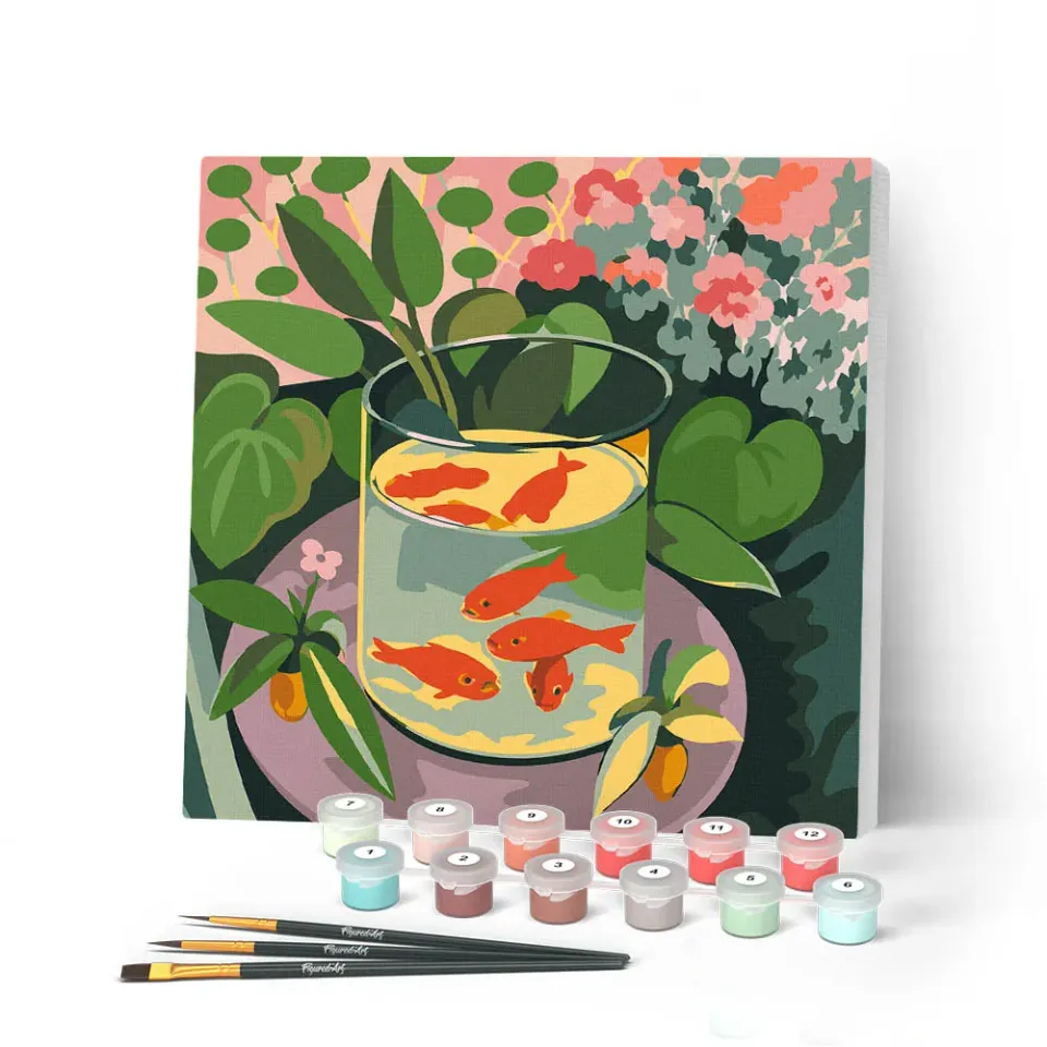 Figured'Art Matisse De goudvissen mini canvas met frame 20x20 cm