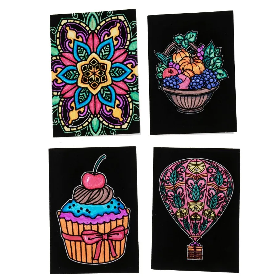 Craft Buddy Velvet Art wenskaarten set 24 stuks met stiften