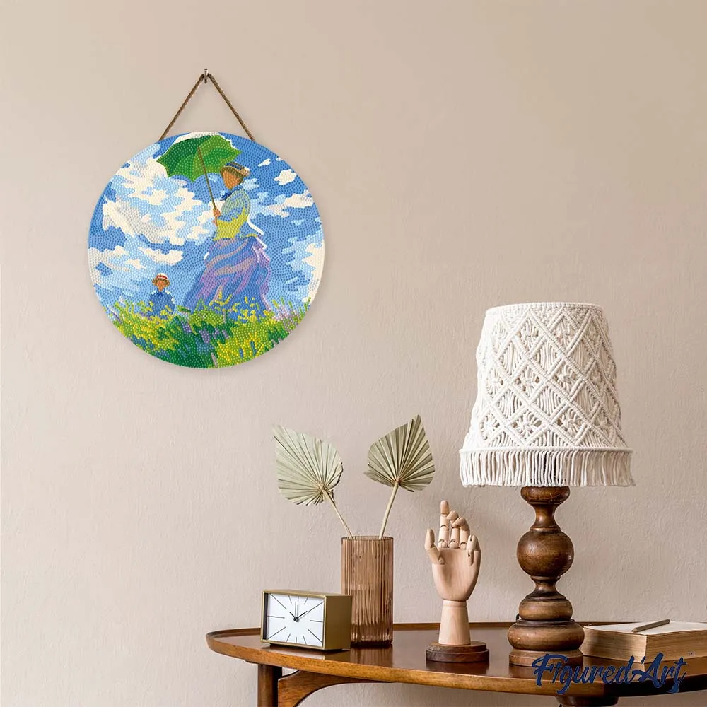 Figured'Art De Wandeling Monet diamond painting hout 30 cm rond