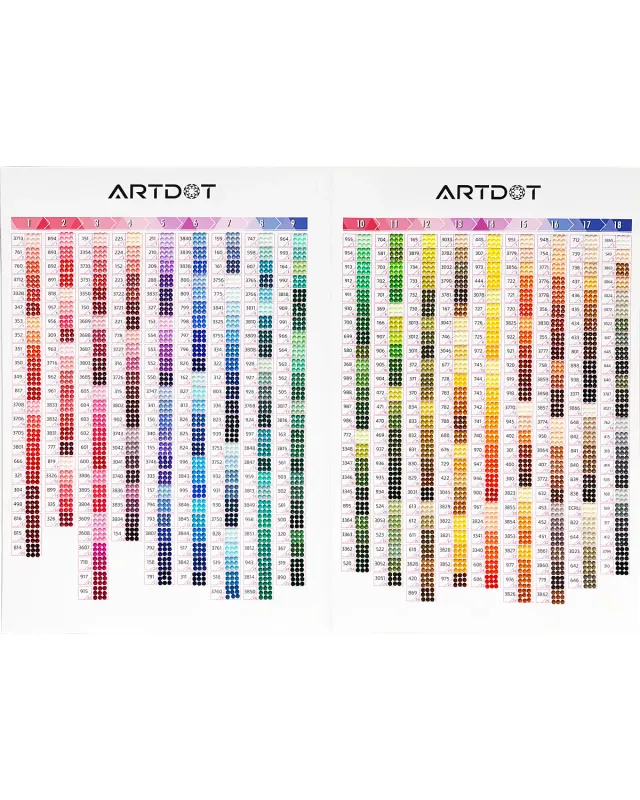 ARTDOT DMC kleurkaart diamond painting 445 kleuren
