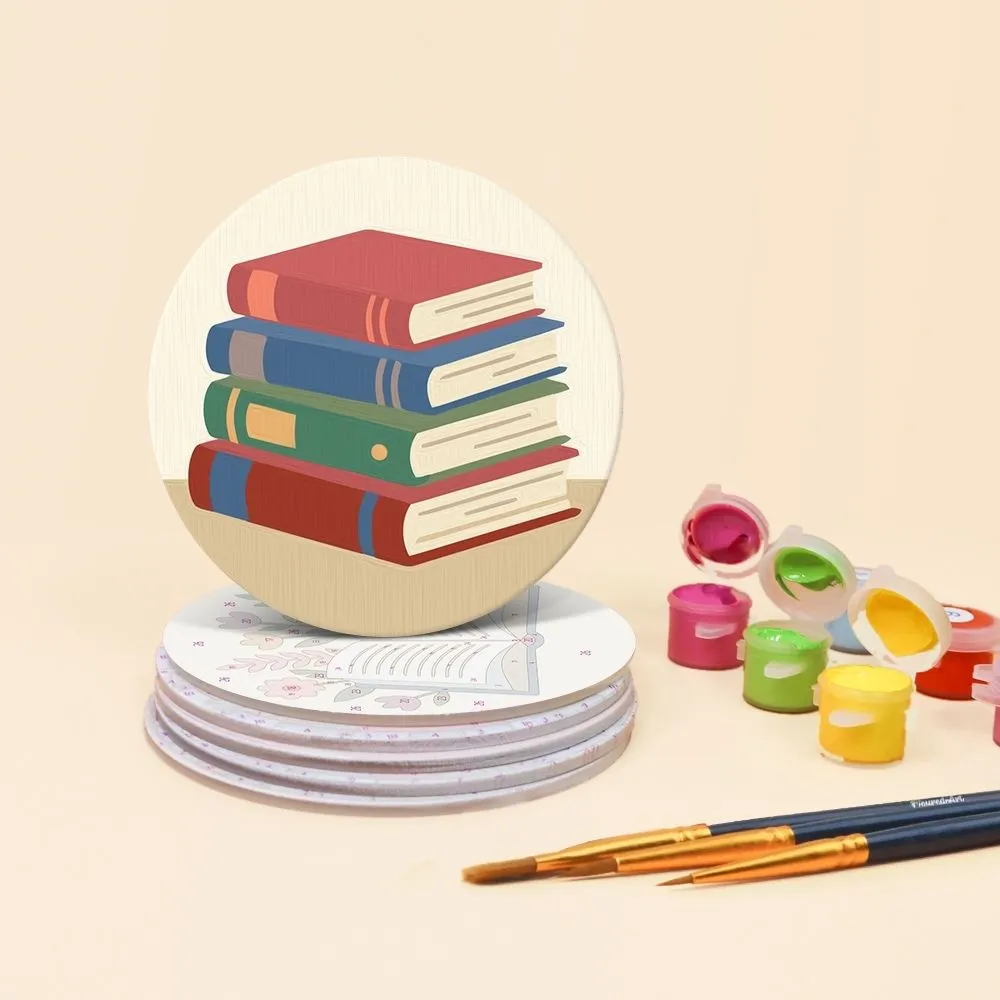 Figured'Art Schilderen op Nummer Leesretraite onderzetters 10cm 6 stuks