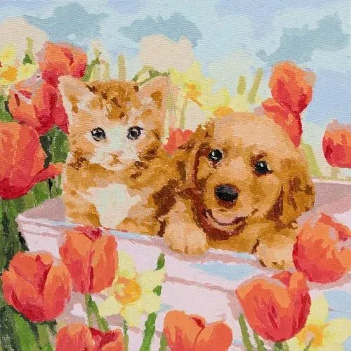 Craft Buddy Paint by Numbers Tulip Field canvas kit 30x30cm