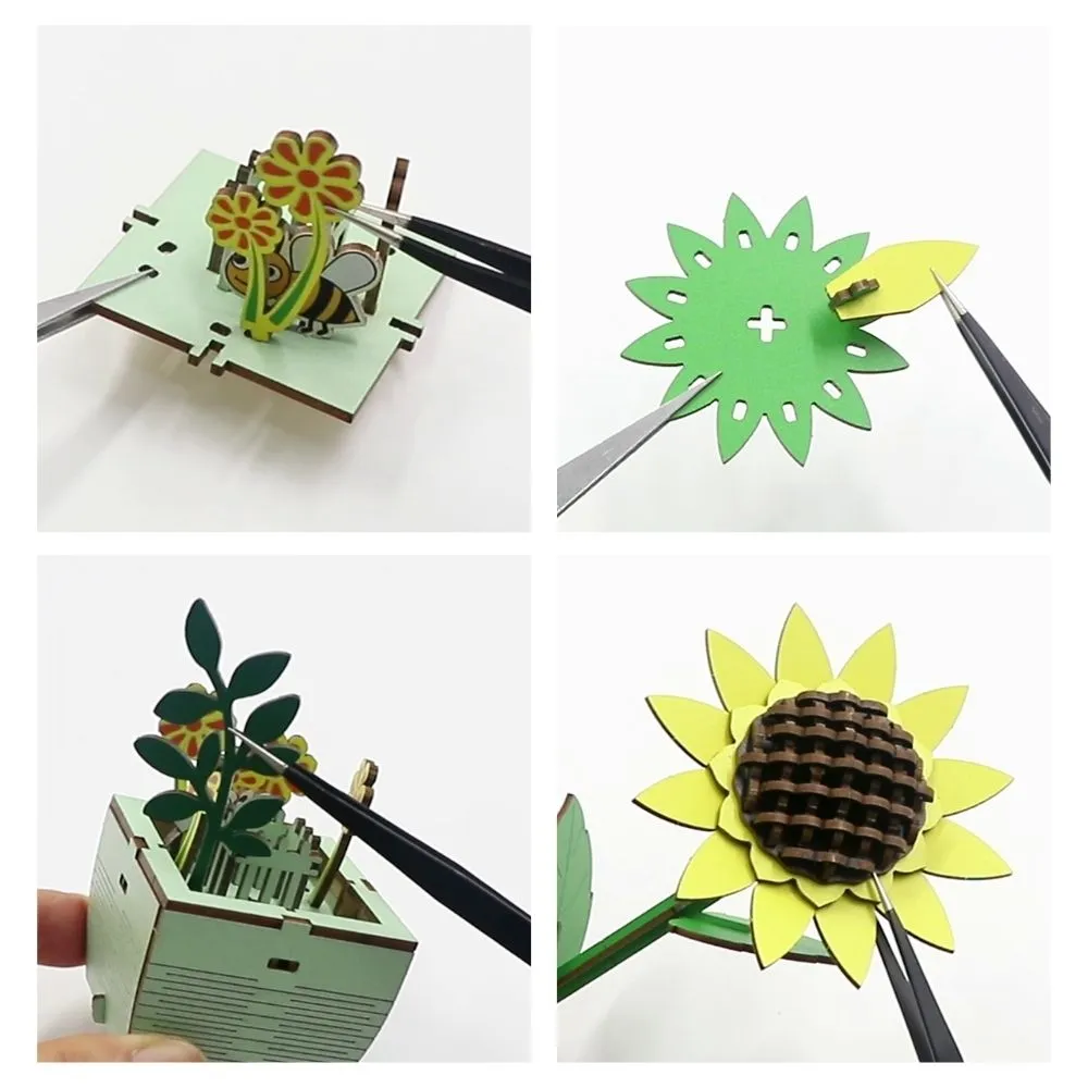 Figured'Art Prachtige Zonnebloem 3D Puzzel 74 Stukjes Hout