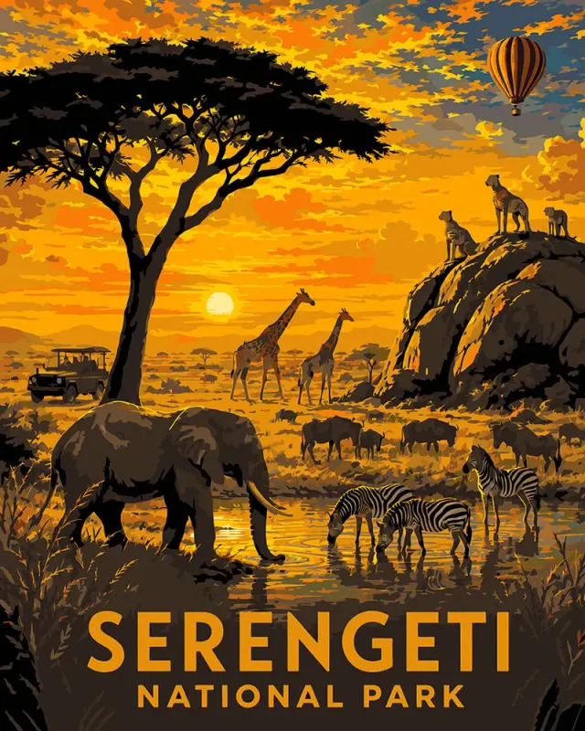 Figured'Art Nationaal Park Serengeti - Tanzania schilderen op nummer 40x50 cm